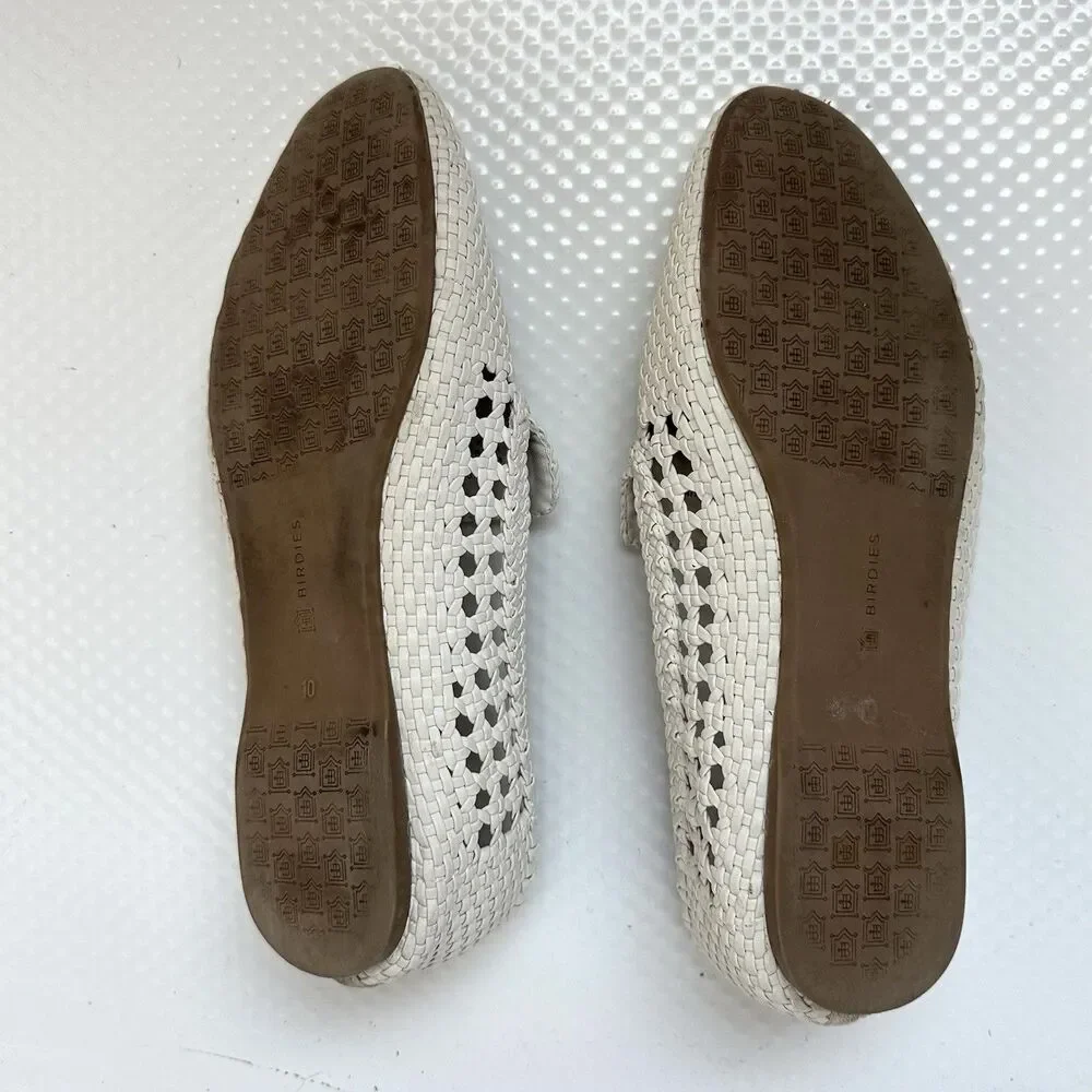 Birdies Shoes Women’s 10 The Starling Almond Toe Slip On Flats Cream Preppy Boho